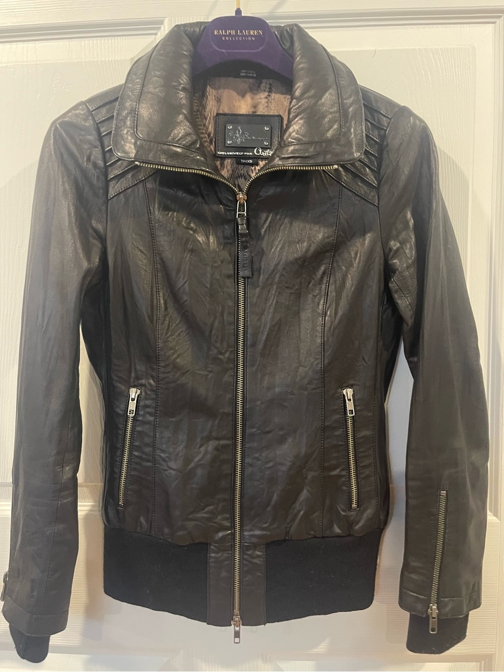 Mackage & Aritzia Lamb Leather Bomber Jacket black XS